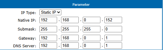 Síťové nastavení převodníku